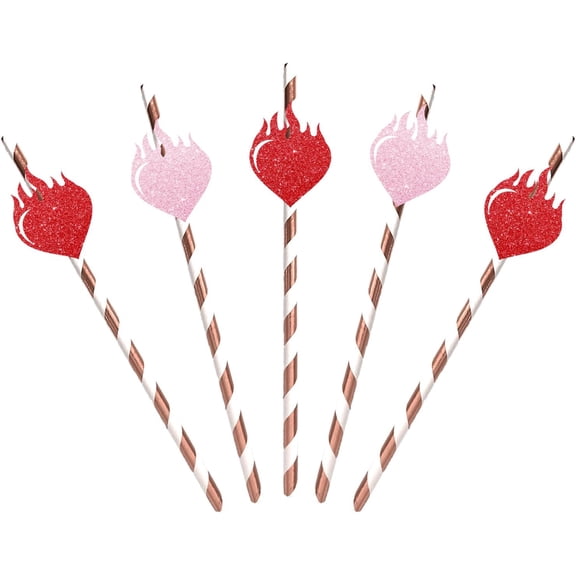 Perfect Match Bridal Shower Paper Straws, She Found Her Match Cut Outs Straw Decor, Match Made In Heaven Bachelorette Party Drinking Decoration Supplies - 12pcs