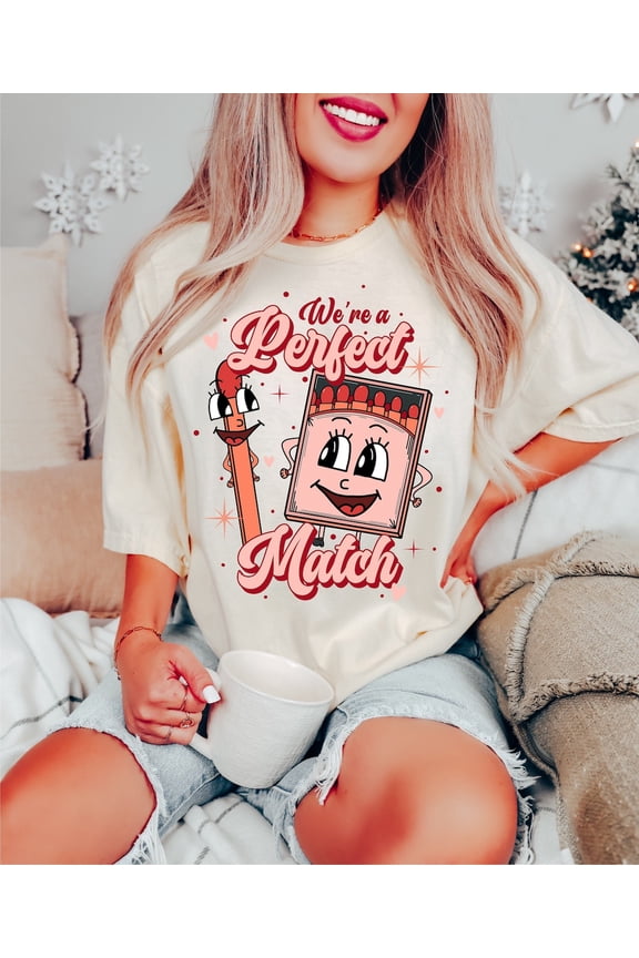 Perfect Match Cute Couples Valentine'S Day T-Shirt All size S-3XL