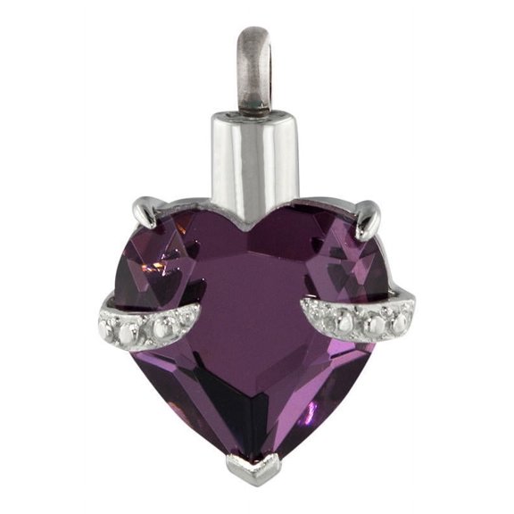Perfect Memorials Hold My Heart Amethyst Cremation Jewelry