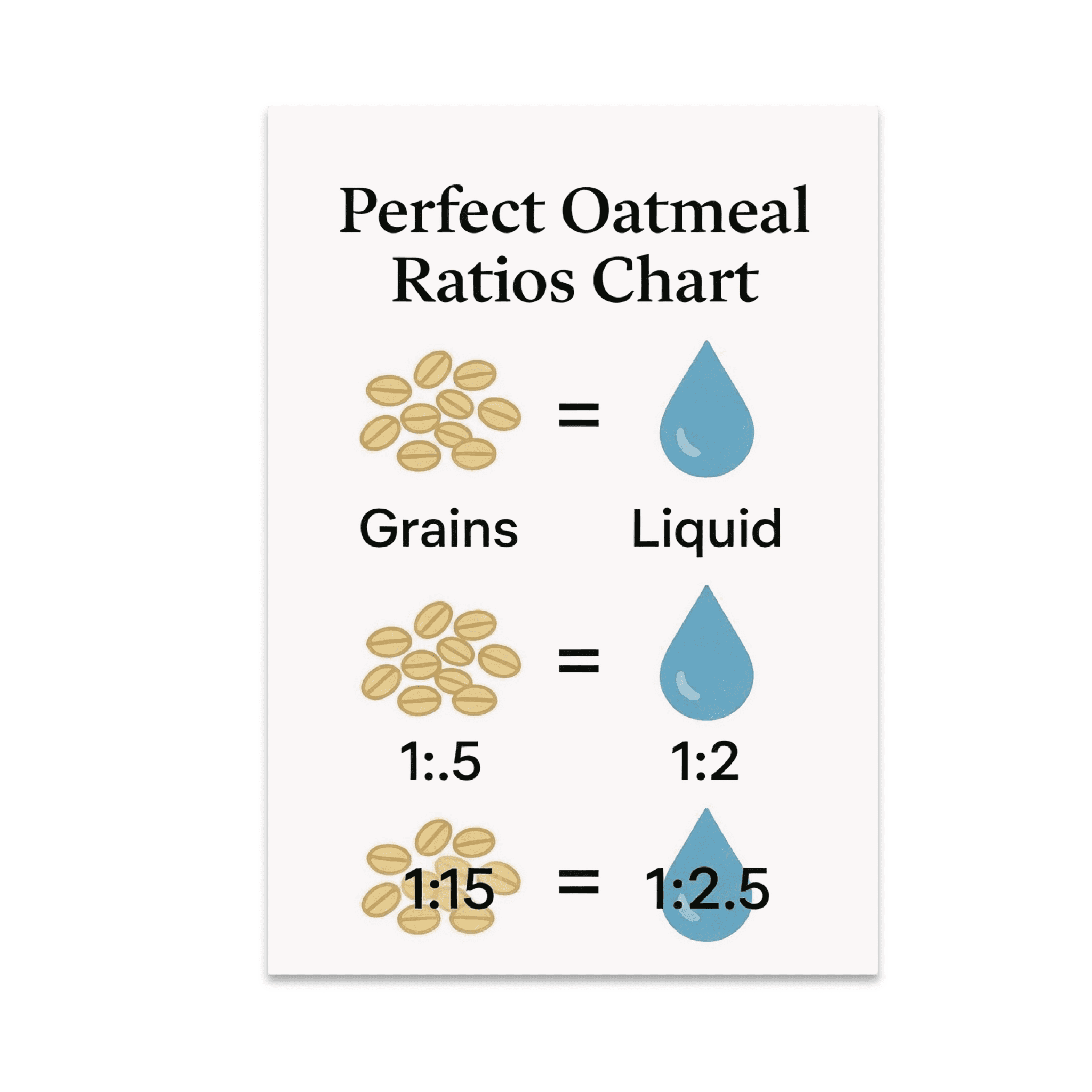 Perfect Oatmeal Ratios Chart - Breakfast Enthusiast - 13x19 Poster ...