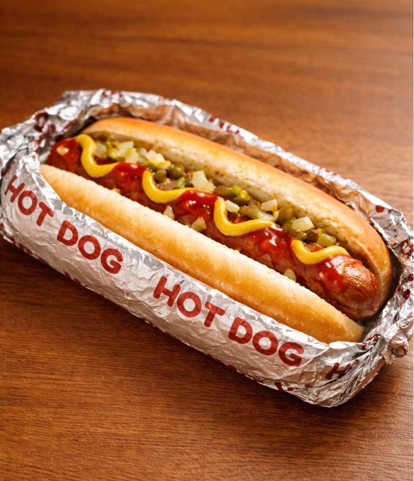 Perfect Packaging Partner Cushion Foil Hot Dog Wrap, Maroon Print, Food Service Grade, 2000 Sheets (12" x 12")