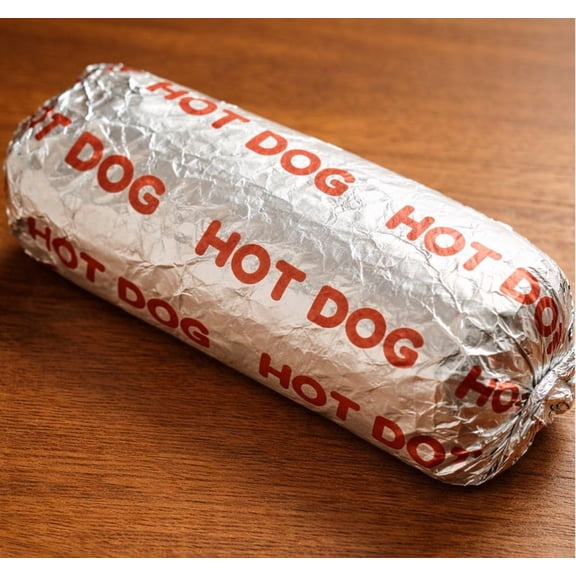 Perfect Packaging Partner Cushion Foil Hot Dog Wrap, Maroon Print, Food Service Grade, 2000 Sheets (9" x 12")