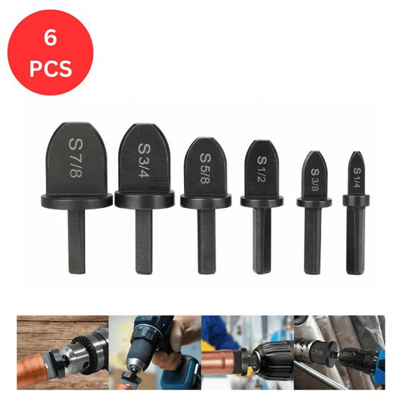 The Perfect Part 6Pcs Swaging Tool Drill Bit Repairing Set, Triangular Handle Air Conditioner Copper Pipe Flaring Tube Expander, HVAC Repairing Tools, Manual Pipe Swage Expander