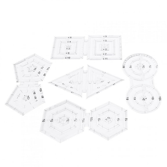 Perfect Pieced Hexagons, Quilting Ruler Set, Clear Scale, Transparent Acrylic Material, Rotary Cutting Template, 5 Pieces, For Crafting, Including Quilting