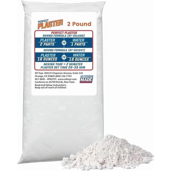 Perfect Plaster for Pottery & Ceramic Slip Casting Molds, Non-Toxic Water-Based Powder Material for DIY Mold Making, Clay Reclaim Slabs, Sculptures & Crafts, Fast-Curing, 2 lb Bag