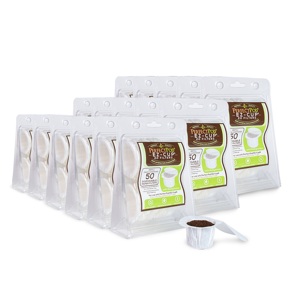 Perfect Pod EZ-Cup - 200 Filtri Di Carta Usa E Getta Con Coperchio Per Cialde Riutilizzabili
