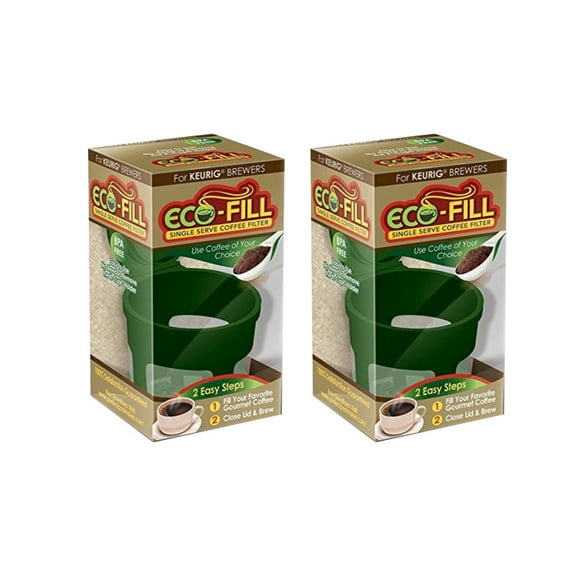 Perfect Pod - Eco-Fill Refillable Compatible K-Cup Brew Coffee Re-Use Plastic Capsule - Green 2-Pack