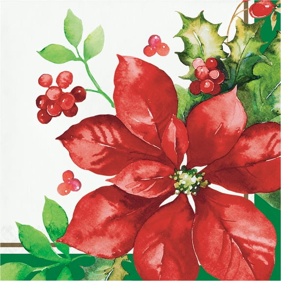 Perfect Poinsettia Paper 16 Ct Luncheon Napkins