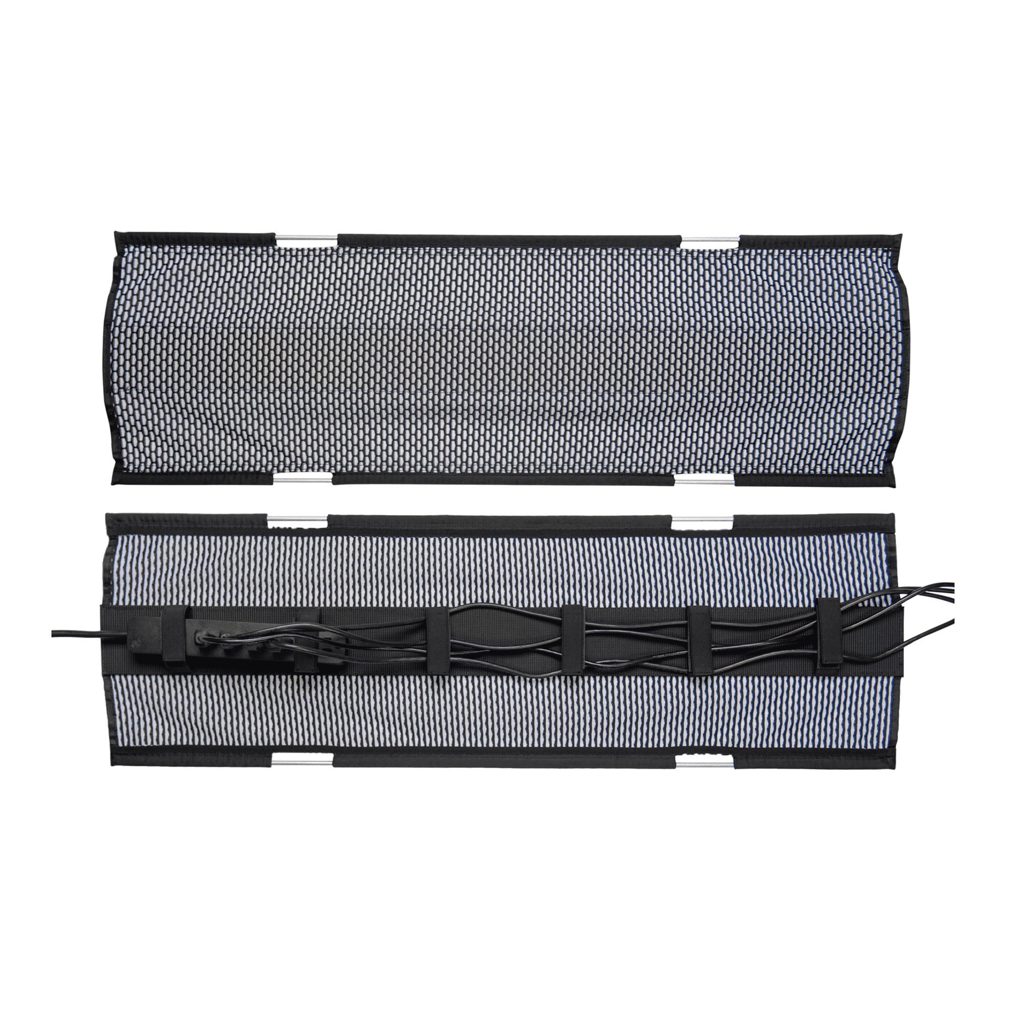 PERFECT POSTURE Mesh Cable Organizer – Under Desk Cable Management with Adjustable Straps, Flexible Mesh & Easy-Access Design – 37.5” (White)