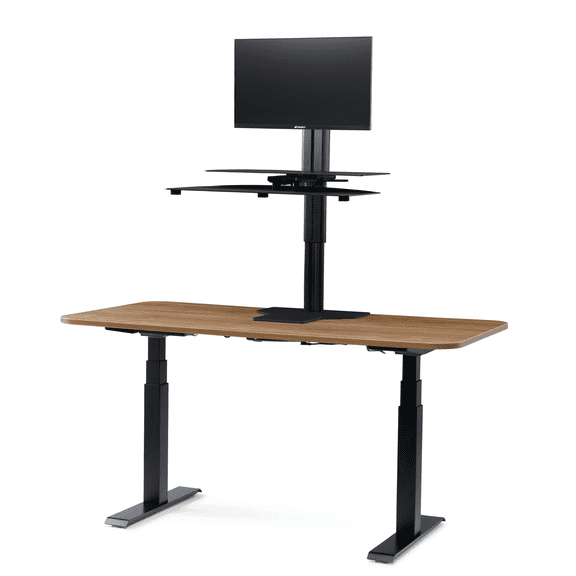 Perfect Posture Sit2Stand Plus Standing Desk Converter with Dual Monitor Mount - 18 Height Adjustable Sit-Stand Workstation - Black (Plus Model)