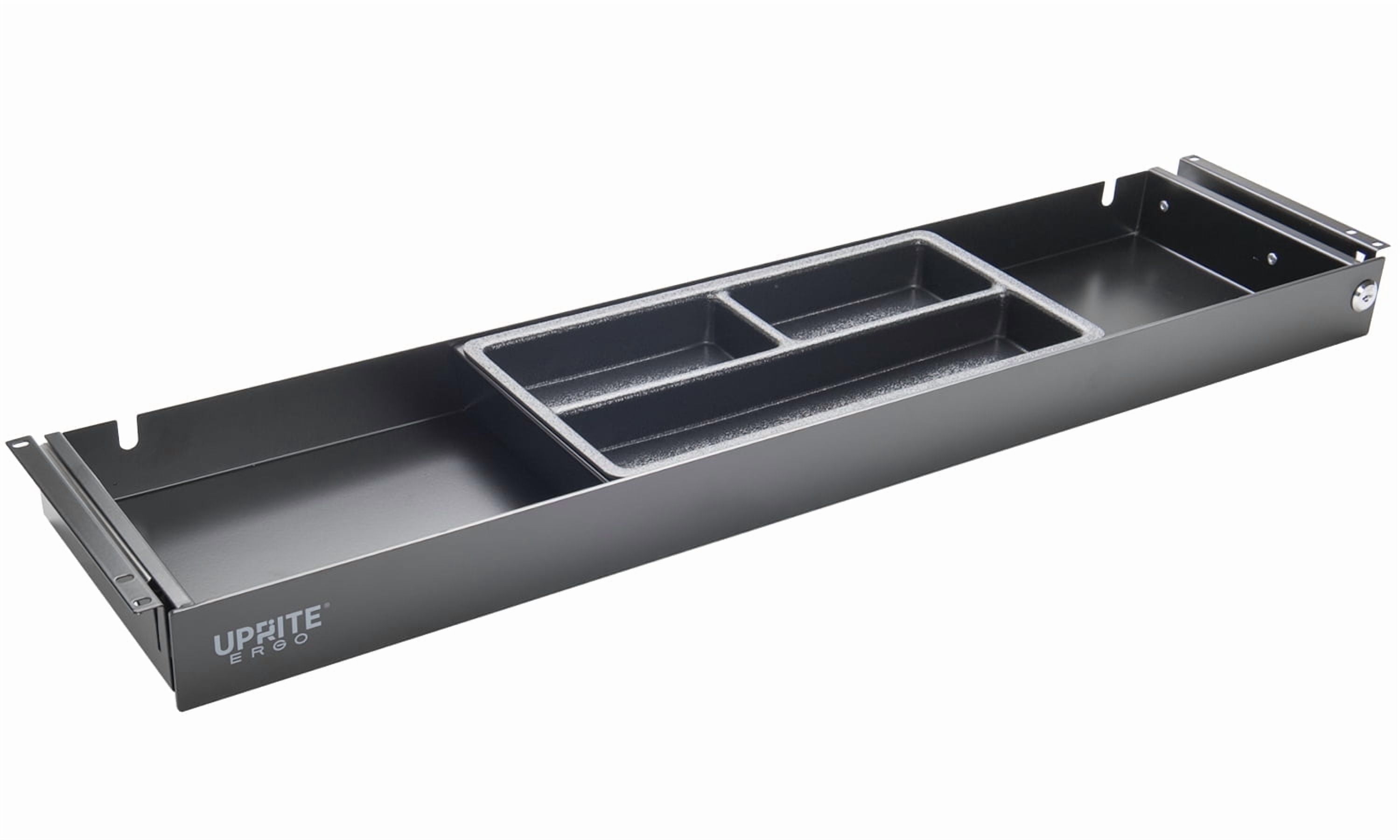 PERFECT POSTURE under desk drawer with lock, smooth-glide slim design, 33 in x 7.5 in (White)