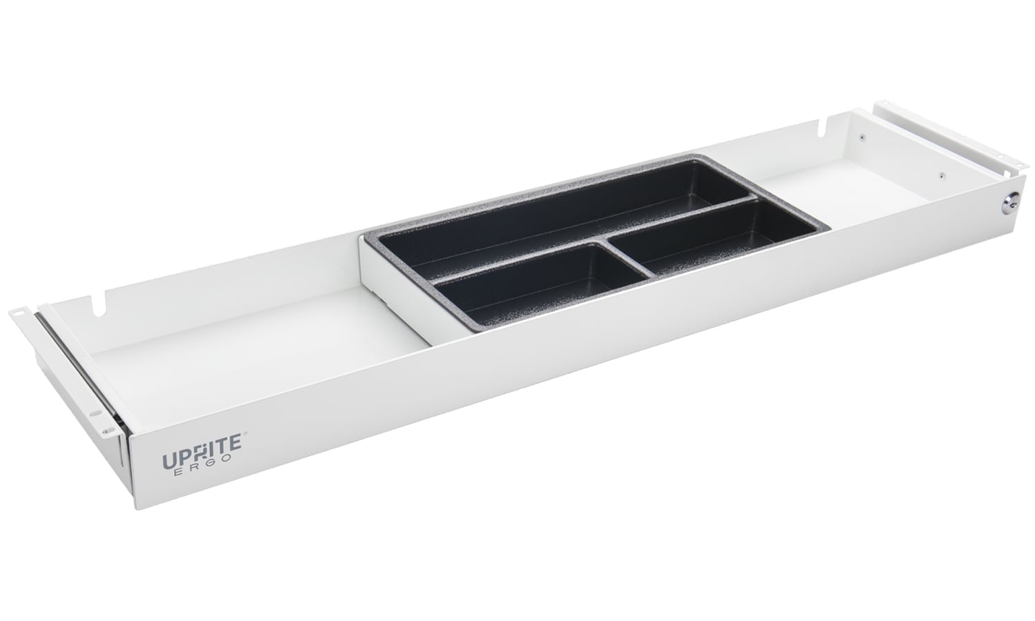 PERFECT POSTURE under desk drawer with lock, smooth-glide slim design, 33 in x 7.5 in (White)