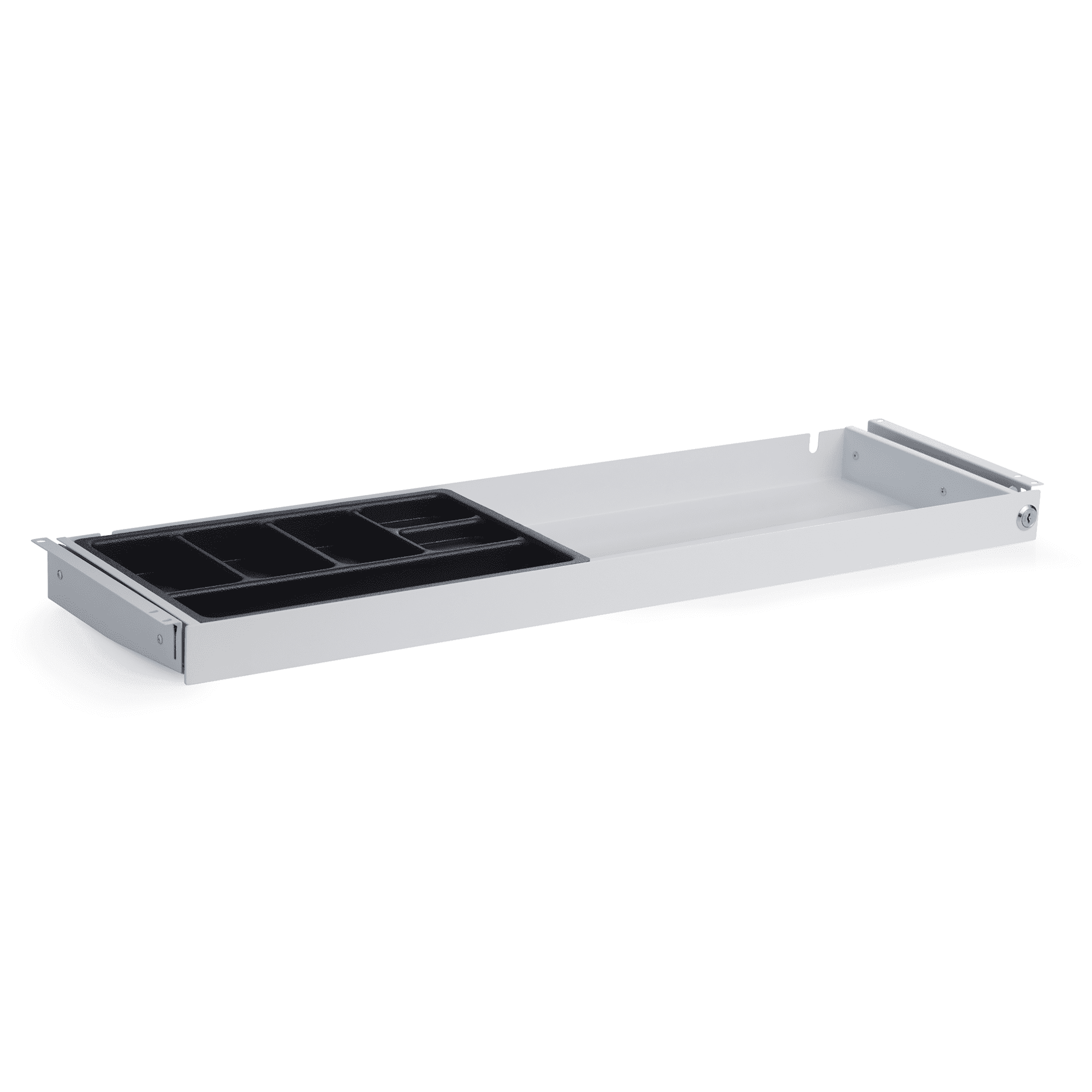 PERFECT POSTURE under desk storage drawer with lock, slim design, 33 " x 9.4" (White)