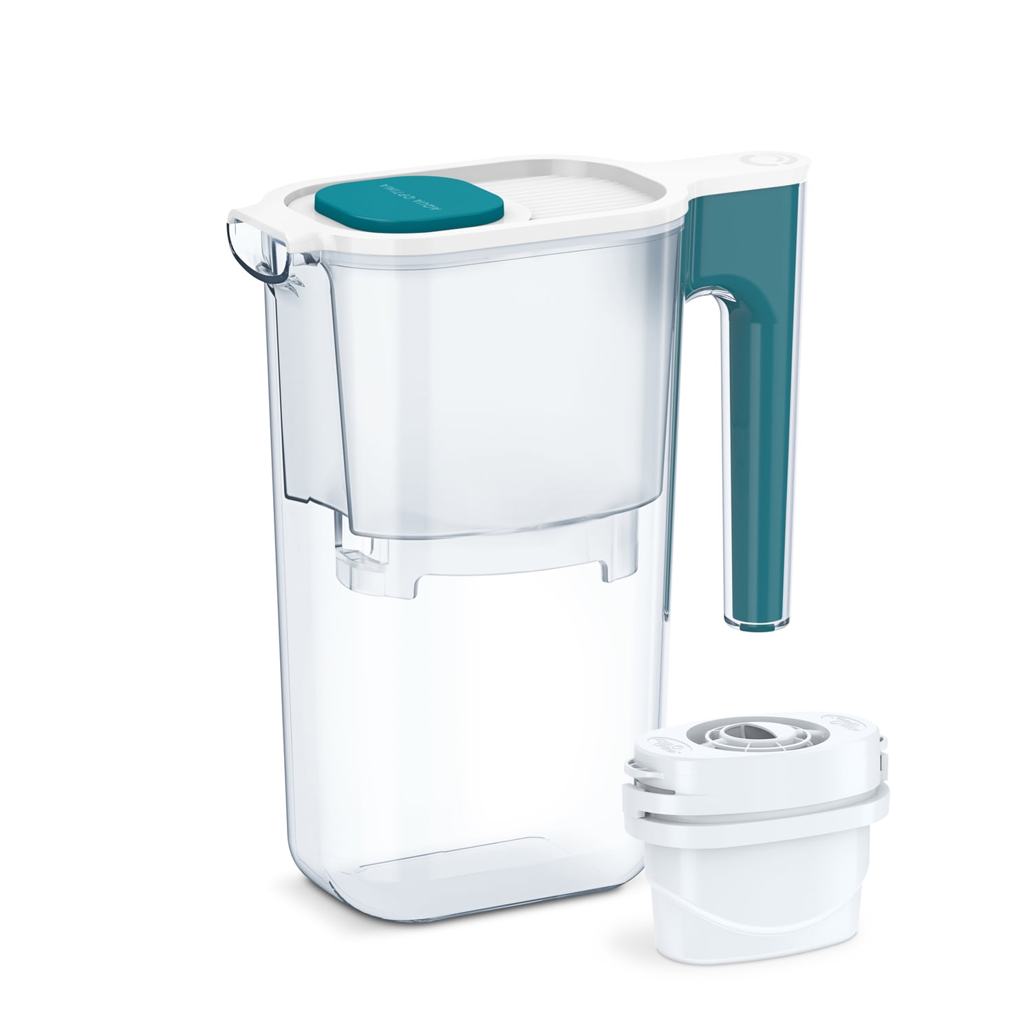 Perfect Pour 6 Cup Water Filter Pitcher by Aqua Optima, Ergonomic, Eliminates Splashes and Spills, BPA Free, WQA Certified, includes 1 Evolve+ Water Filter, Teal