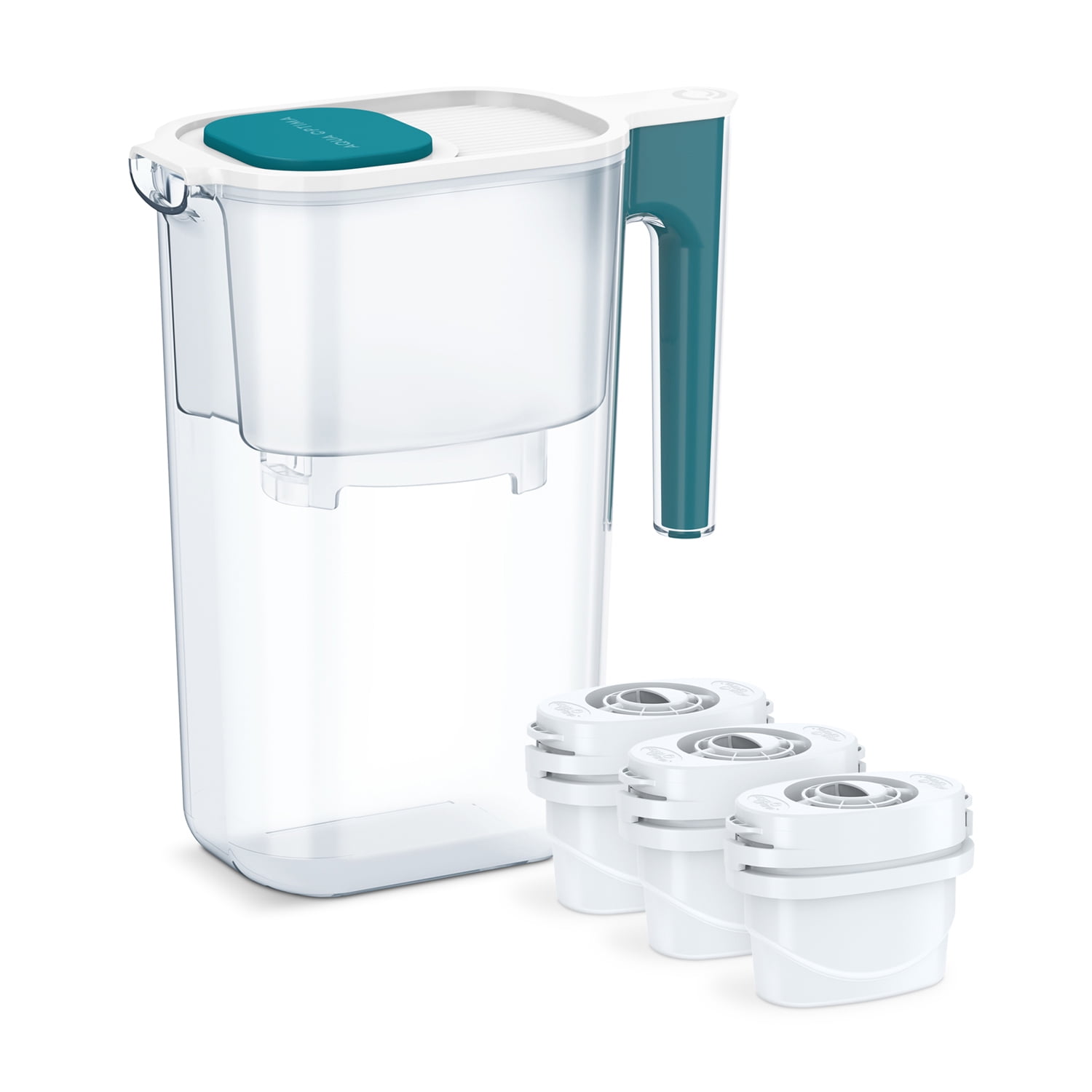 Perfect Pour 10-Cup Blue Water Filter Pitcher with 3 Filters
