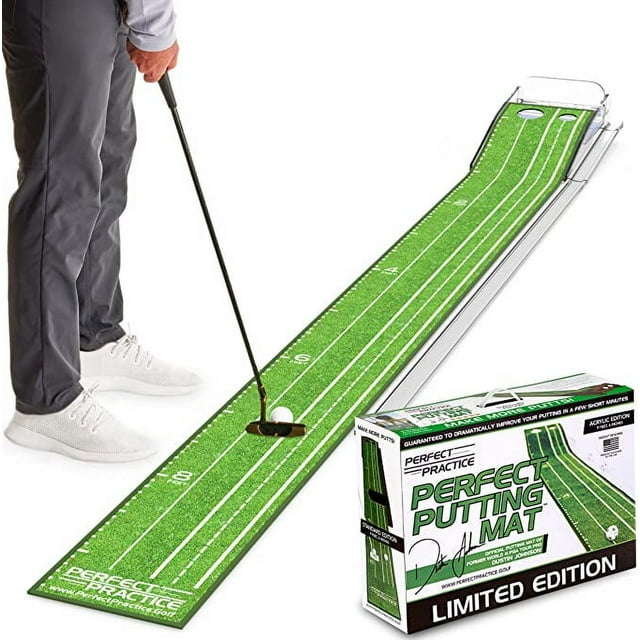 Perfect Practice Golf Putting Mat Acrylic Edition, 9.6', Crystal Velvet Trueroll Technology