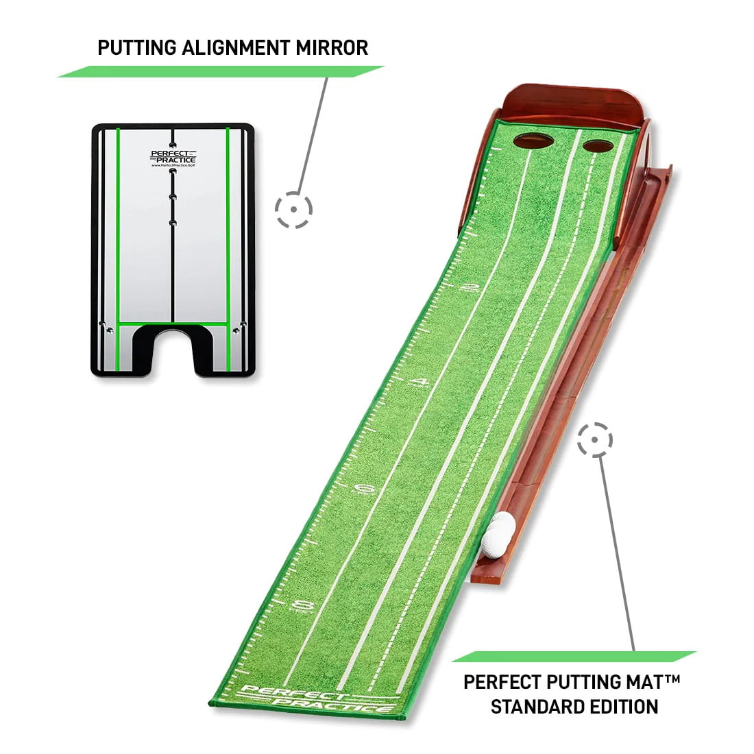 Perfect Practice Golf Trainer Indoor Use Putting Mat & Alignment Mirror ...
