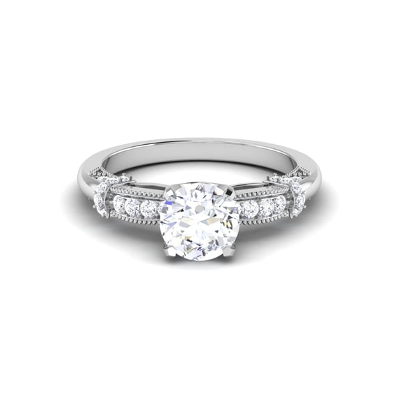 Perfect Proposal Diamond Ring, Surprise Diamond Engagement Ring, Seven Stone Diamond Engagement Ring, Solitaire With Accents Ring, 14K White Gold Plated, 2.3 Ct Simulated Diamond
