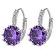 thumbnail image 1 of Perfect Purple 3.5CTW CZ Solitaire Hoop Earrings, 1 of 3