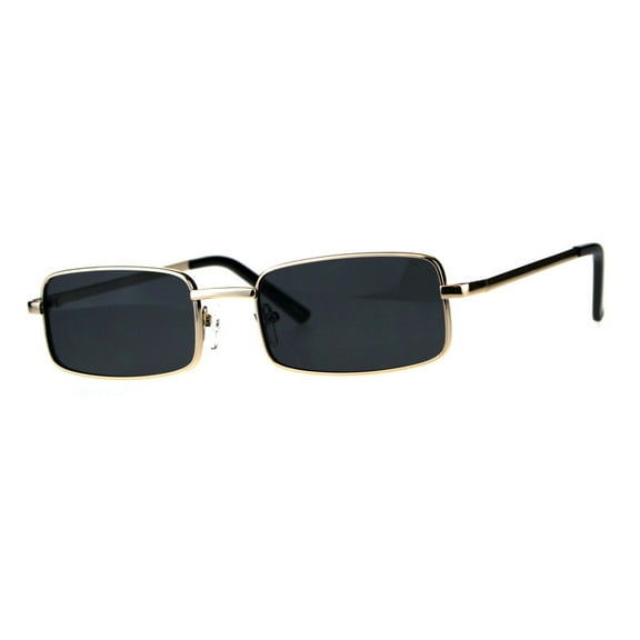 Perfect Rectangular Sunglasses Unisex Fashion Metal Frame UV400 Gold, Black