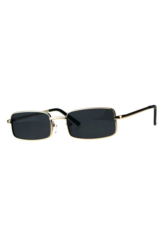 Perfect Rectangular Sunglasses Unisex Fashion Metal Frame UV400 Gold, Black