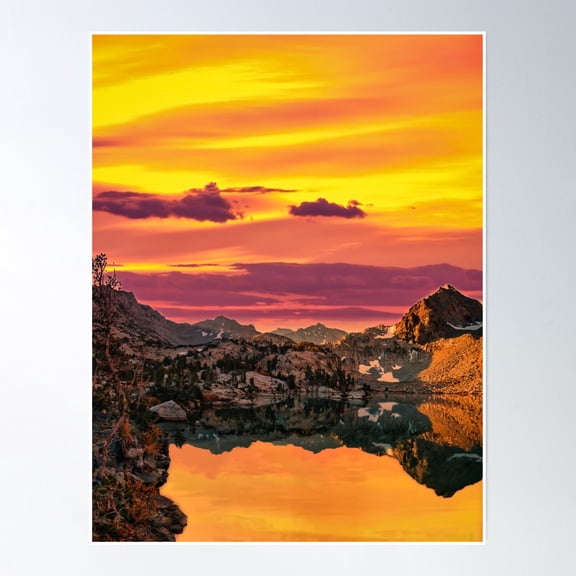 Perfect Reflection Of The Dramatic Sky On The Lake Poster Wall Art, Modern Wall Decor, 8x12 UNFRAMED