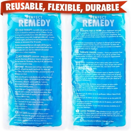 Perfect Remedy Gel Ice Packs for Injuries Reusable Hot Pack & Cold Pack Compress for Injury, Pain Relief, Rehabilitation, Flexible Therapy, for Knee, Back, Neck, Wrist, Ankle (2 Pack - Blue