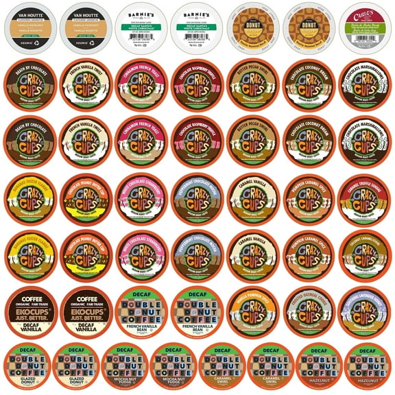 Perfect Sampler Flavored Decaf Coffee Pod Variety Pack, 50 Count for Keurig K Cup Machines