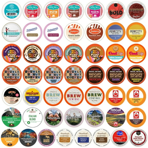 Perfect Samplers Coffee Pods Variety Pack, 50 Count for Keurig K Cups Makers
