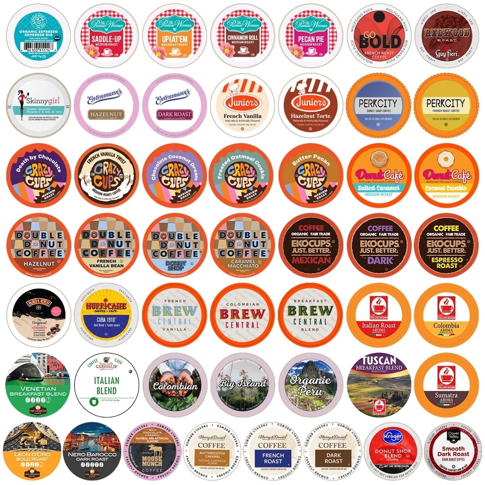 Perfect Samplers Coffee Pods Variety Pack, 50 Count Premium Flavored K-Cup Pods, 100% Arabica Medium to Dark Roast for Keurig Machines