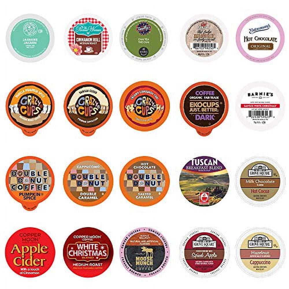 Perfect Samplers Coffee, Tea, Cider, Cappuccino, and Hot Chocolate Single Serve Cups For Keurig