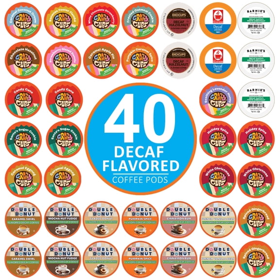 Perfect Samplers DECAF Flavored Coffee Pods Sampler, 40 count