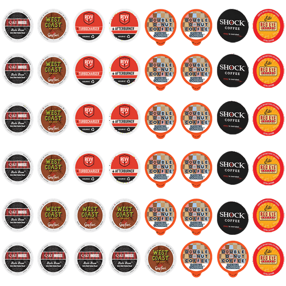 Perfect Samplers Extra Caffeine Extra Bold Variety Pack Sampler, for Keurig K Cup Brewers, 50 Count