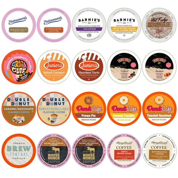 Perfect Samplers Flavored Coffee Pods Variety Pack, 20 Count for Keurig K Cup Brewers