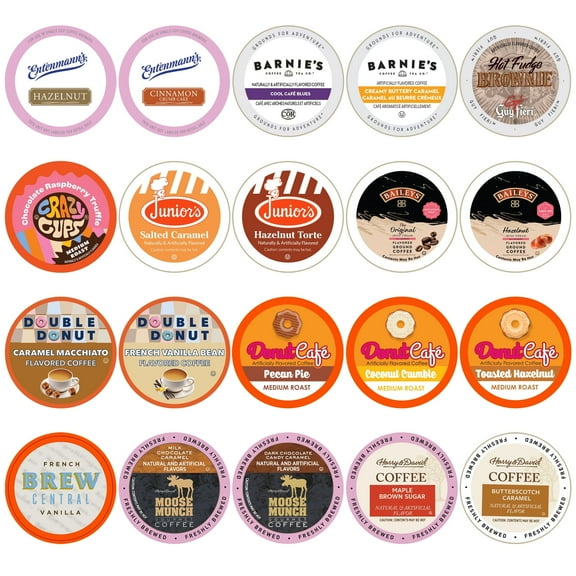 Perfect Samplers Flavored Coffee Pods Variety Pack, 20 Count for Keurig K Cup Brewers