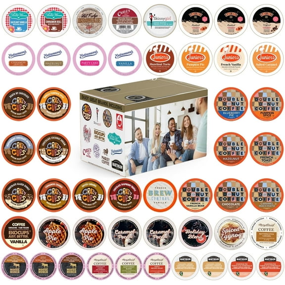 Perfect Samplers Flavored Coffee Pods Variety Pack, 50 Count for Keurig K Cup Brewers