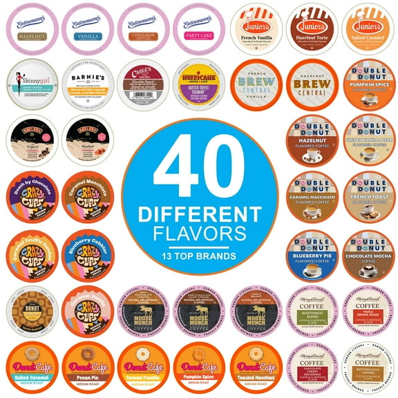 Perfect Samplers Flavored Coffee Variety Sampler Pack, Assorted Flavors in Single Serve Pods for Keurig K-Cup Machines, 40 Count
