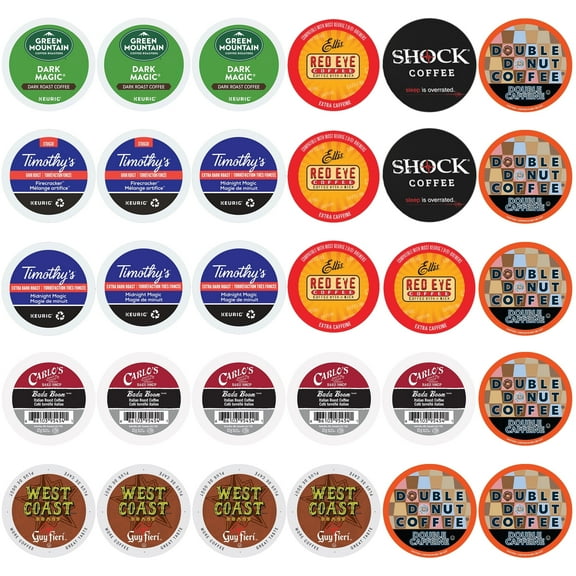 Perfect Samplers High Caffeine Coffee Pod Variety Pack, 30 Count for Keurig K Cup Machines