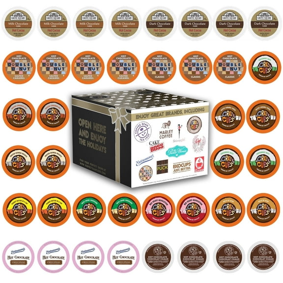 Perfect Samplers Hot Chocolate Single Serve Cups, Variety Pack Sampler, Cocoa, 40 Count