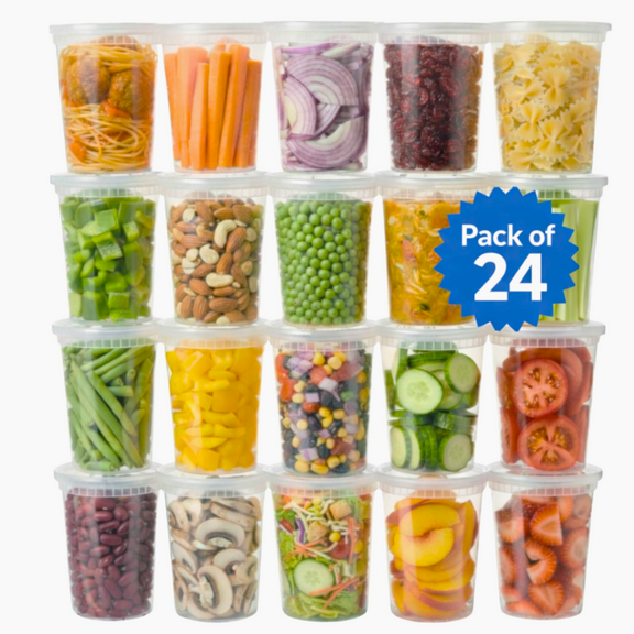 Perfect Settings Plastic 32 oz Air-Tight Lids Deli Containers 24 Count