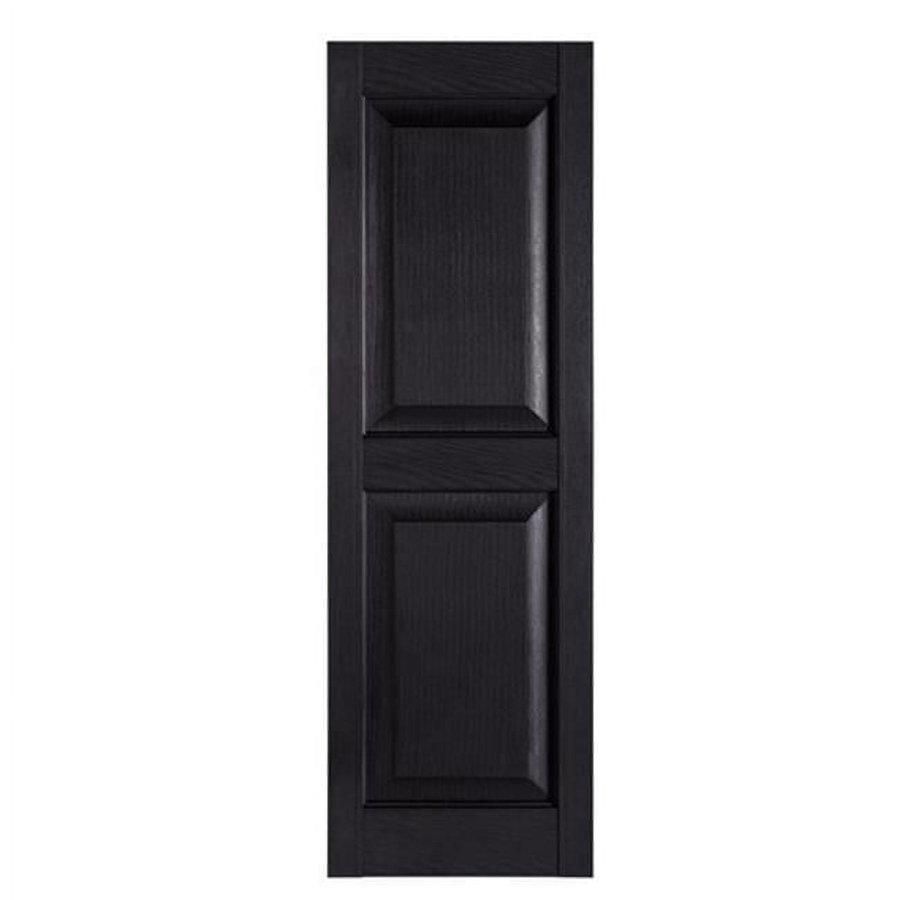 Black 15'' Raised Panel Exterior Shutters with Cathedral Top