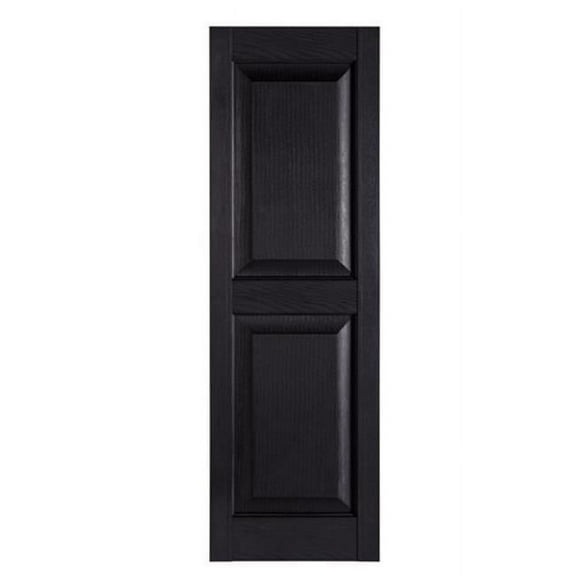 Perfect Shutters IR521543002 Premier Raised Panel Exterior Decorative Shutters, Black - 15 x 43 in.