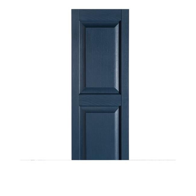 Bedford Blue Polypropylene Raised Panel Exterior Shutters, 15" x 47"