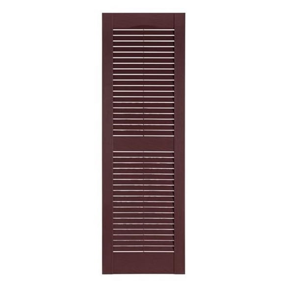Perfect Shutters Premier Louver Exterior Decorative Shutter, Burgundy - 15 x 39 in.