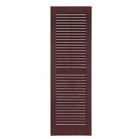 Perfect Shutters Premier Louver Exterior Decorative Shutter, Burgundy - 15 x 43 in.