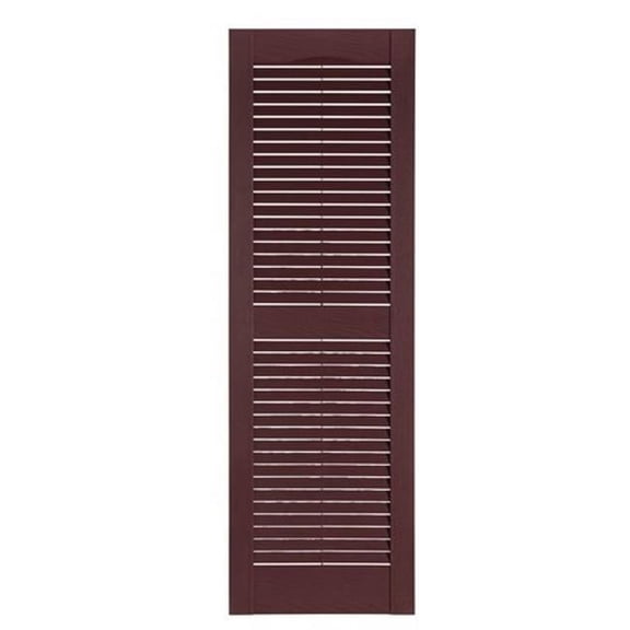 Perfect Shutters Premier Louver Exterior Decorative Shutter, Burgundy - 15 x 67 in.