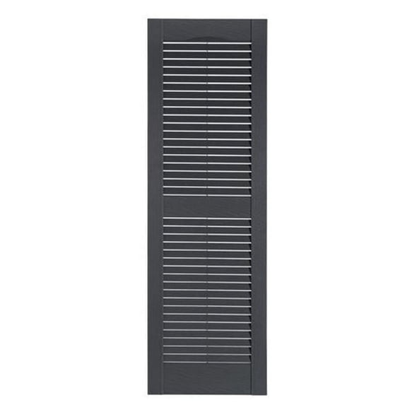 Perfect Shutters Premier Louver Exterior Decorative Shutter, Dark Gray - 15 x 35 in.