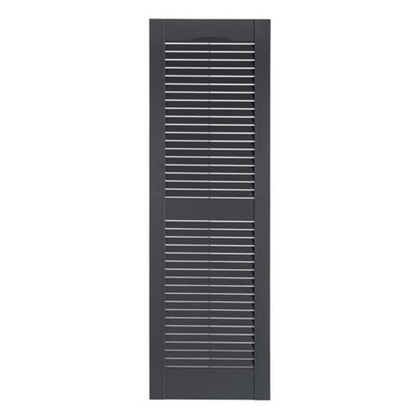 Perfect Shutters Premier Louver Exterior Decorative Shutter, Dark Gray - 15 x 43 in.