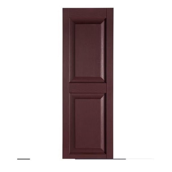 Perfect Shutters Premier Raised Panel Exterior Decorative Shutters, Burgundy - 15 x 63 in.