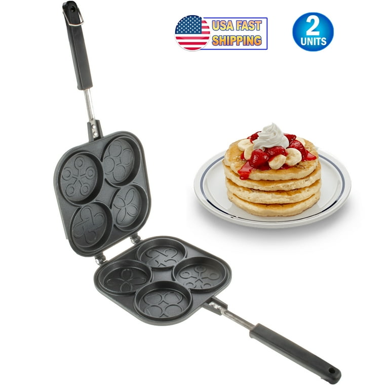 Perfect Small Bake & Serve Double Sided Pan - 4 Decorative Designs for Eggs, French Toast, Omelette, Flip Jack & Crepes Pan - 1pc